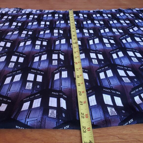 Doctor Who Packed Tardis Fabric New Unused 43" x 46" Blue Purple CP51563 - Picture 6 of 6